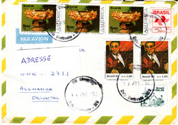 Brasilien 1989 MiNr. 2240, 2323 (3), 2329, 2336 (2) Auf Brief In Die DDR - Cartas & Documentos