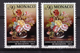 Monaco  899 Variété Fond Vert  Et Normal Bouquets Neuf ** TB  MNH Sin Charnela - Errors And Oddities