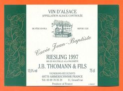 Etiquette Vin D'alsace Riesling 1997 Cuvée Jean Baptiste J B Thomas à Ammerschwihr - 75 Cl - Riesling