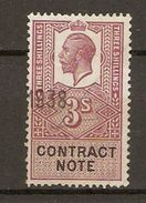 Grande-Bretagne - 1938 - George V - 3 Sh Contract Note - Timbre Fiscal° - Revenue Stamps