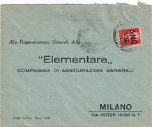 BUSTA AMG-VG DA TRIESTE A MILANO CON FRANCOBOLLO DA L. 2 SERIE IMPERIALE - SASSONE NUMERO 9 - Storia Postale