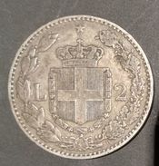 ITALIA REGNO - 2° TIPO - ANNO 1887 - QUALITA' BB - 2 Lire CONTORNO IN INCUSO - FERT  - ZECCA R - OSSIDO NATURALE - 1878-1900 : Umberto I.