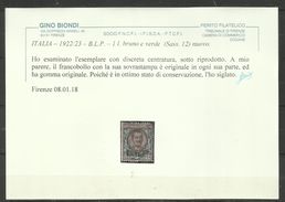 ITALY KINGDOM ITALIA REGNO 1922 - 1923 BLP LIRE 1 MLH - BM Für Werbepost (BLP)