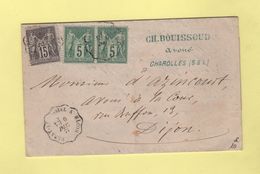 Convoyeur - Paray Le Monial A Macon - 1877 - Courrier De Charolles - Railway Post