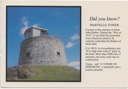 MARTELLO TOWER, Saint John Harbor, N.B., Canada, Used Postcard [20733] - St. John