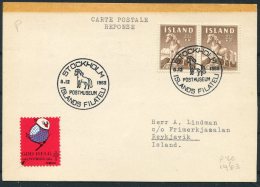 1963 Iceland Sweden Stockholm Postal Museum Pony, Christmas Seal Postcard - Lettres & Documents