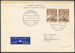 1963 Iceland Reykjavik Airmail Postcard - Stockholm - Storia Postale