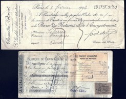 4 LETTRES DE CHANGE FRANCE- TIMBRES DIVERS DONT 1 TAMPON - 1898-1908-24-  3 SCANS - Bills Of Exchange