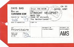 Netherlands Nederland 2003 Seedorf NAPO 880 Veldpost 81 To NAPO 500 Utrecht Military Mailbag Label - Militaria