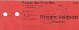 Netherlands Nederland 2004 NAPO 550 SHAPE Mons Veldpost 55 To NAPO 500 Utrecht Military Mailbag Label - Militaria