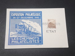 FRANCE - Entier Postal Type Pétain , Repiquage Exposition Des Cheminots En 1942 Pour St Mars La Jaille - L 11455 - Overprinter Postcards (before 1995)
