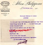36- CHATEAUROUX- RARE FACTURE ALBAN PHILIPPEAU-DROGUERIE EPICERIE  SALAISONS-66 PLACE VOLTAIRE-1911 - Drogisterij & Parfum