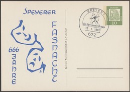 Allemagne Fédérale 1963. Entier Postal Timbré Sur Commande. 666 Ans Du Fasnacht De Speyer. Diable ? - Carnaval