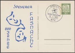 Allemagne Fédérale 1963. Entier Postal Timbré Sur Commande. 666 Ans Du Fasnacht De Speyer. Diable ? - Carnival