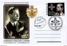 FUNÉRAILLES Du ROI MICHEL I De ROUMANIE / SPECIAL COVER : KING'S MICHAEL I Of ROMANIA FUNERALS : 16 DECEMBER 2017 (AFB) - Postmark Collection