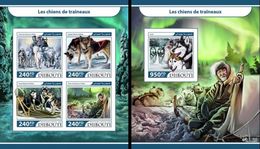 Djibouti 2017, Animals, Sledge Dogs, 4val In BF +BF IMPERFORATED - Faune Arctique