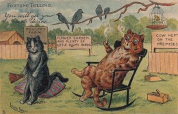 Louis Wain Artist Signed 'Fortune Telling' Cats Birds, C1900s Vintage Tuck Series 6075 Postcard - Wain, Louis