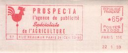 FLAMME EMA OBLITERATION MECANIQUE VIGNETTE NEUVE GOMME INTACTE PROSPECTA RUE DE REAUMUR PARIS 1959 - Altri & Non Classificati