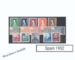 Complete Year Set Spain 1952 - 15 Values - Yv. 826-833 / Ed. 1106-1118 MNH - Ganze Jahrgänge