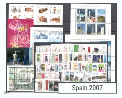 Complete Year Set Spain 2007 - 57 Values + 7 BF + 1 Booklet - Yv. 3889A-3975/ Ed. 4288-4359, MNH - Full Years