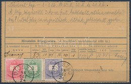 1888 Távirat Darab Színesszámú 2kr + 3kr + 5kr 'DIÓSZEG' 3kr Bal Felső Háromszögnél Után Véset Rendkívül Ritka Darab RR! - Sonstige & Ohne Zuordnung