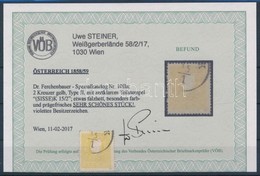 O 1858 2kr II. Sárga ,,(SISSE)K' Certificate: Steiner - Sonstige & Ohne Zuordnung