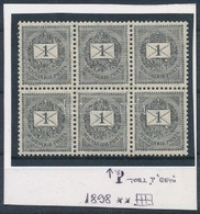 ** 1898 1kr Hatostömb Több Lemezhibával, Torz 'P' Betű Stb. / 1kr Block Of 6 With Plate Varieties - Autres & Non Classés