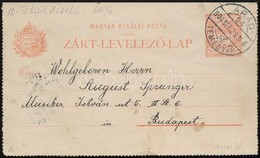 1904 10f Díjjegyes Zárt Levelezőlap 'ARAD - TEMESVÁR' Vasúti Mozgóposta Bélyegzéssel, Teljes Vízjellel - Sonstige & Ohne Zuordnung