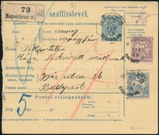 1912 Postai Csomagszállító 25f és 35f Turul Füzetbélyegekkel Bérmentesítve, Rendkívül Ritka! / Parcel Card With 25f And  - Altri & Non Classificati