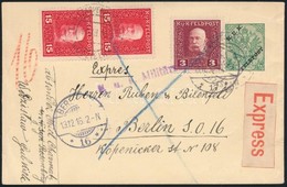 1917 5h Díjjegyes Expressz Levelezőlap 3h és 2 X 15h Díjkiegészítéssel Berlinbe / Express PS-card With 3h And 2 X 15 Add - Sonstige & Ohne Zuordnung