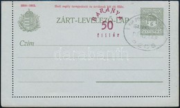 Baranya 1919 Használatlan 50f Díjjegyes Zárt Levelezőlap - Sonstige & Ohne Zuordnung