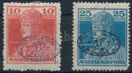 * Debrecen I. 1919 Károly 10f és 25f (**32.000) / Mi 37, 40b Signed: Bodor (betapadás, Gumi Hibák / Gum Disturbances) - Altri & Non Classificati