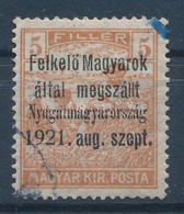 O Nyugat-Magyarország I. 1921 Arató 5f Próbanyomat, Bodor Vizsgálójellel - Sonstige & Ohne Zuordnung
