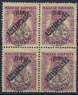 (*) Nagyvárad 1919 Zita/Köztársaság 50f Négyestömb Fordított Felülnyomással / Mi 64 II Block Of 4 With Inverted Overprin - Sonstige & Ohne Zuordnung