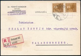 1932 Ajánlott Levél 2 X 30f Bérmentesítéssel Zalaegerszegre - Sonstige & Ohne Zuordnung