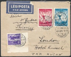 1934 Budapest-London Légi Levél 3 Színű Bérmentesítéssel / Budapest-London Airmail Cover - Altri & Non Classificati