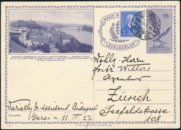 1935 C-12 Városképes 16f Díjjegyes Levelezőlap Arcképek 4f Díjkiegészítéssel Zürichbe Küldve / PS-card With 4f Additiona - Sonstige & Ohne Zuordnung