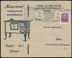 1938 Látványos Reklámboríték 32f Bérmentesítéssel Bécsbe Alkalmi Bélyegzéssel - Sonstige & Ohne Zuordnung