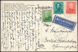 1939 Légi Képeslap Arcképek 6f, 10f, 20f Bérmentesítéssel / Mi 492, 493, 495 On Airmail PS-card 'BUDAPEST / REPÜLŐTÉR' - - Sonstige & Ohne Zuordnung