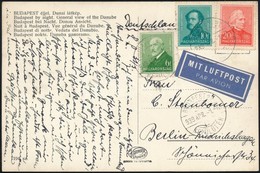 1939 Légi Képeslap Arcképek 6f, 10f, 20f Bérmentesítéssel / Mi 492, 493, 495 On Airmail PS-card 'BUDAPEST / REPÜLŐTÉR' - - Other & Unclassified