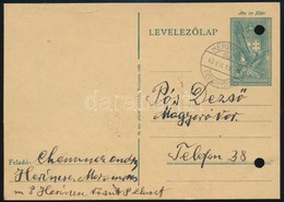 1940 Levelezőlap HERINCS Kétnyelvű Bélyegzéssel / Postcard With Bilingual Postmark (regiszerlyukasztás / Holes) - Sonstige & Ohne Zuordnung