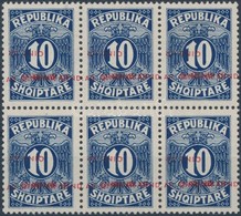 ** 1925 Portó Mi 26 Hatostömb Több Eltolódott és 1 Fordított Felülnyomással / Postage Due Mi 26  Block Of 6 With More Sh - Sonstige & Ohne Zuordnung