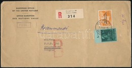 1953 Az ENSZ Európai Irodája Ajánlott Levél Budapestre Mi 1 + 14 Bérmentesítéssel - Sonstige & Ohne Zuordnung