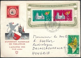 1955 Bélyegkiállítás Blokk Levélen Balassagyarmatra / Block Mi 15 On Cover To Hungary - Sonstige & Ohne Zuordnung