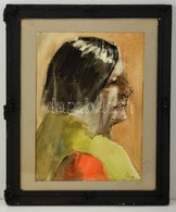 Bak Jelzéssel: Női Portré. Vegyes Technika, Papír, üvegezett Sérült Keretben, 43×30 Cm - Sonstige & Ohne Zuordnung