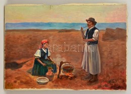 Bihari Jelzéssel: Ebédre Készülők. Olaj, Vászon, 40×60 Cm - Sonstige & Ohne Zuordnung