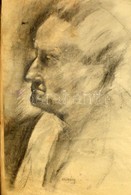 Czigány Jelzéssel: Férfi Portré. Szén, Papír, Foltos, Keretben, 57×38 Cm - Sonstige & Ohne Zuordnung