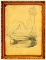 Kozma Jelzéssel: Női Akt. Ceruza, Papír, üvegezett Keretben, 30×23 Cm - Sonstige & Ohne Zuordnung