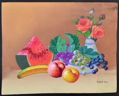 MOlnár Jelzéssel: Gyümölcs Csendélet. Gouache, Papír, Foltos, 39×48 Cm - Sonstige & Ohne Zuordnung