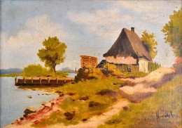 Neogrády Jelzéssel: Ház A Parton. Olaj, Vászon, Keretben,  25×36 Cm - Sonstige & Ohne Zuordnung